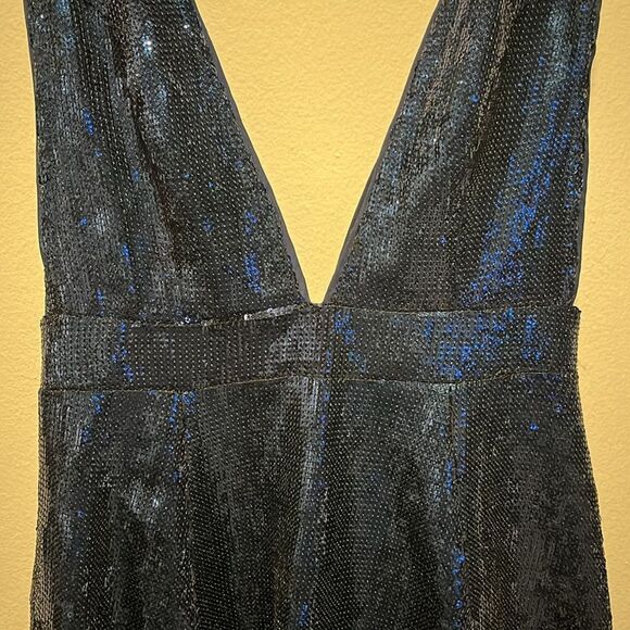 NBD Starry Nights Navy Midnight Sequin Deep V Dress Mini Dress, Size S - Picture 6 of 12